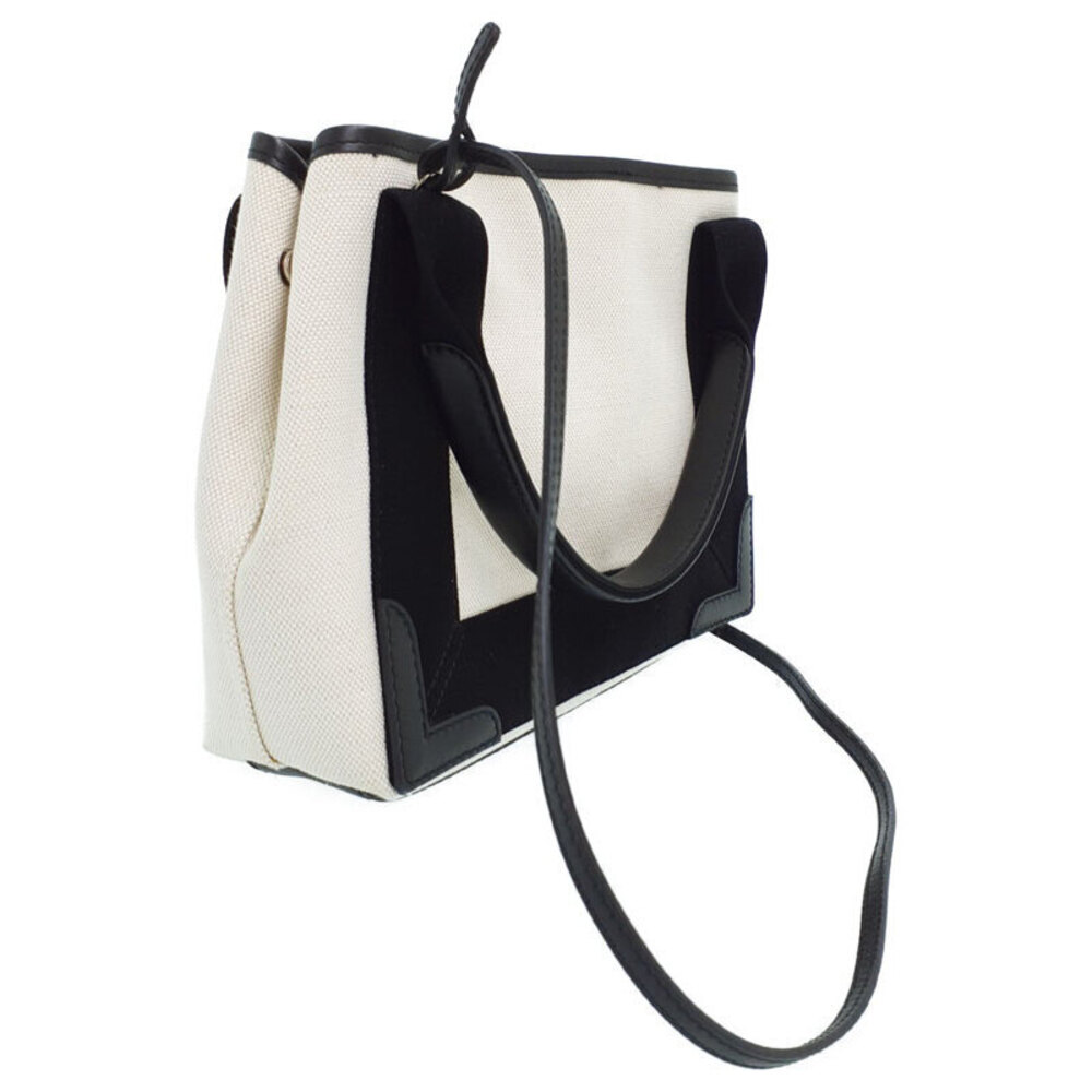 Balenciaga CABAS Tote Bag Canvas Leather White Black - Picture 2 of 9